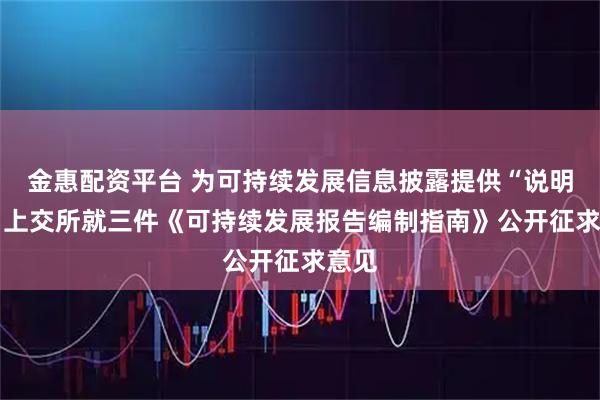 金惠配资平台 为可持续发展信息披露提供“说明书” 上交所就三件《可持续发展报告编制指南》公开征求意见